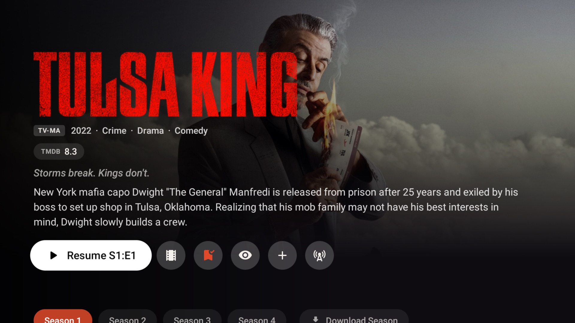 A title's page, with the Watchlist button next to Play
