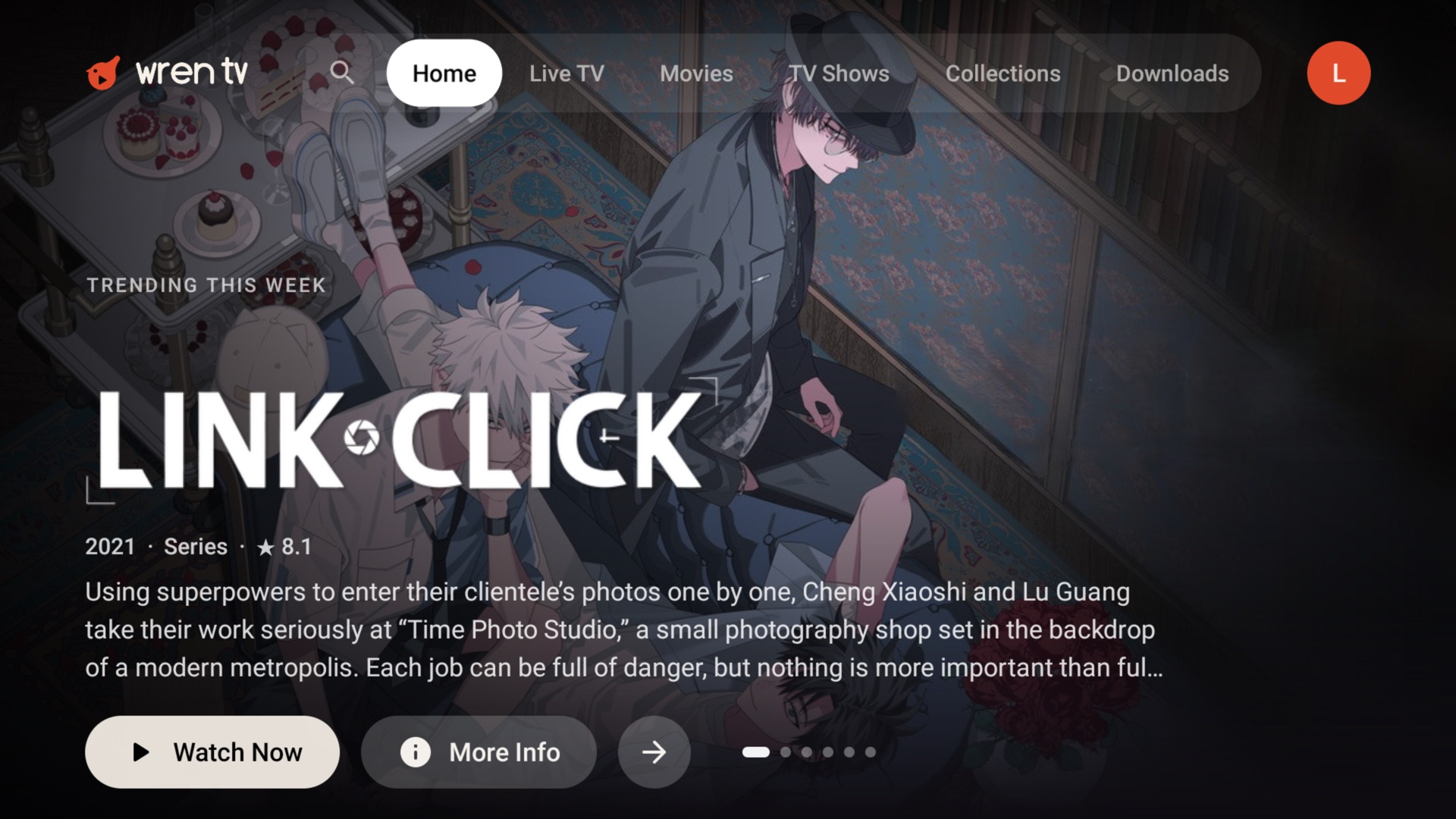 Wren TV's home screen on Android TV